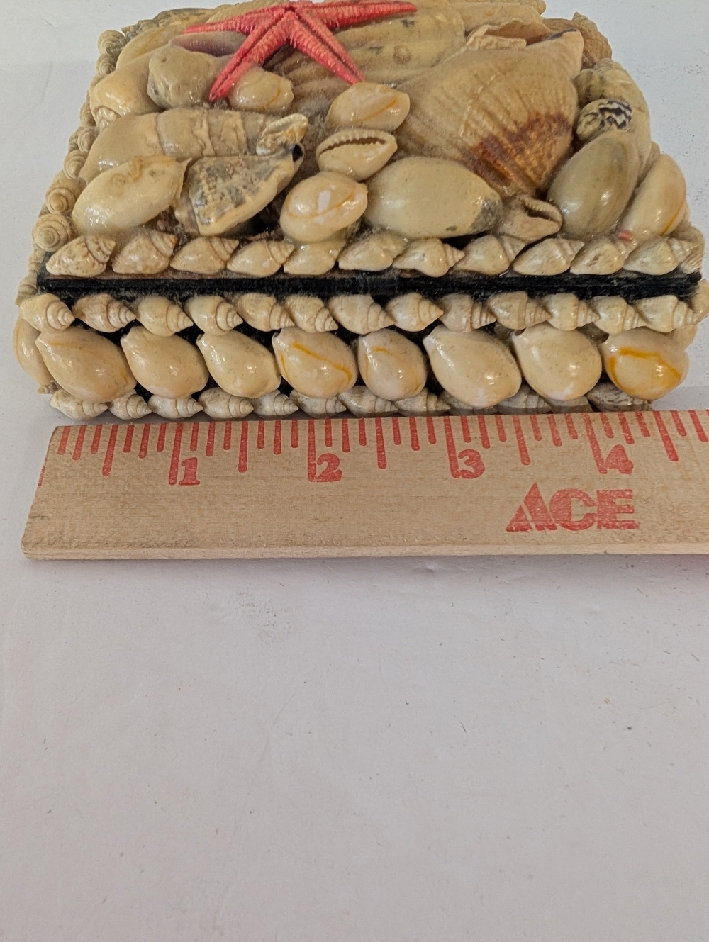 Vintage Box Seashell Decorative Trinket Box  Starfish Accent.  Old Shell Art. - Picture 7 of 9